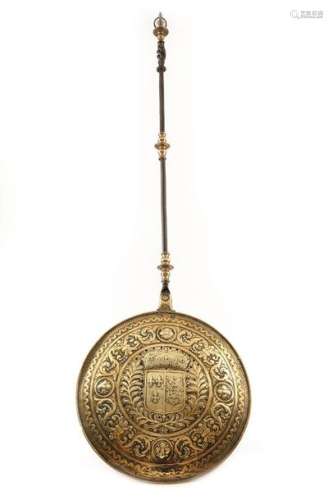 A 17th century Dutch brass warming pan, with a wro…