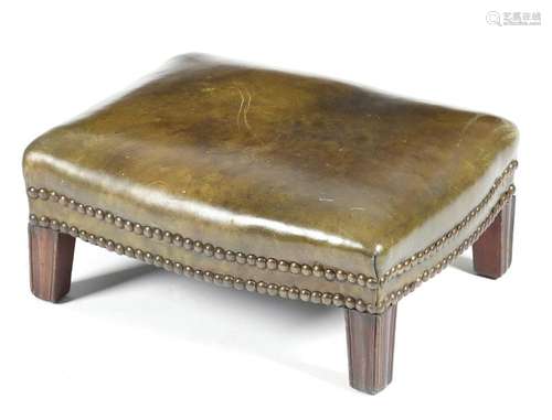 A mahogany stool, with a green brass studded leath…