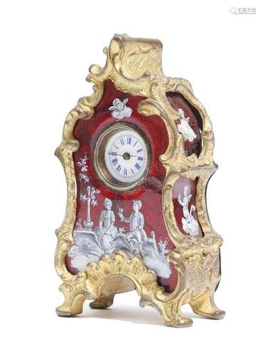 An Austrian enamel and gilt bronze miniature clock…