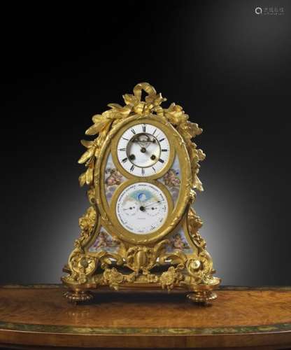 A late 19th century French ormolu and porcelain mo…