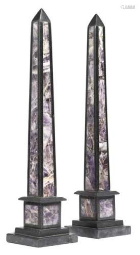 A pair of amethyst and slate Grand Tour style obel…