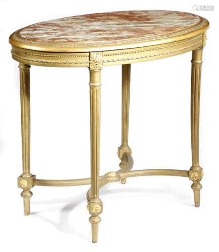 A French giltwood oval centre table in Louis XVI s…