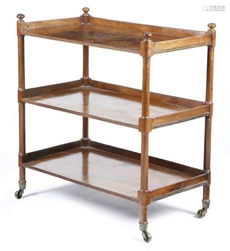 A Regency mahogany three tier buffet, the gallerie…