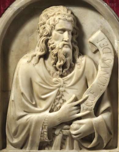 An Italian marble relief of St. John the Baptist a…