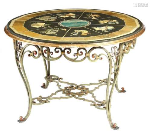 An Italian scagliola centre table, the circular in…