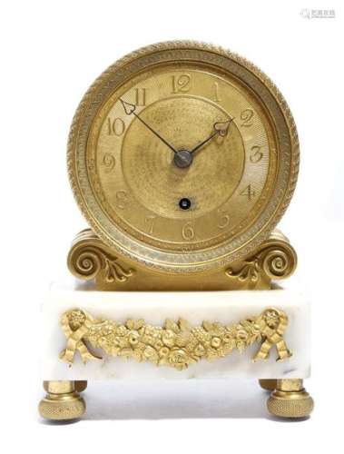 A Regency gilt brass and marble mantel clock by Tu…