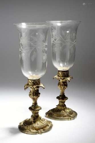 A pair of late 19th century gilt bronze and glass …