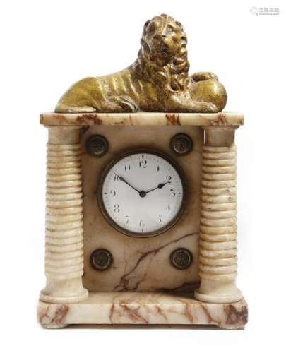 An early 19th century marble portico clock holder,…