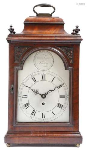 A mahogany bracket clock, the eight day brass move…