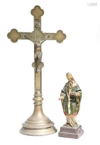 A 19th century brass crucifix, with a Corpus Chris…