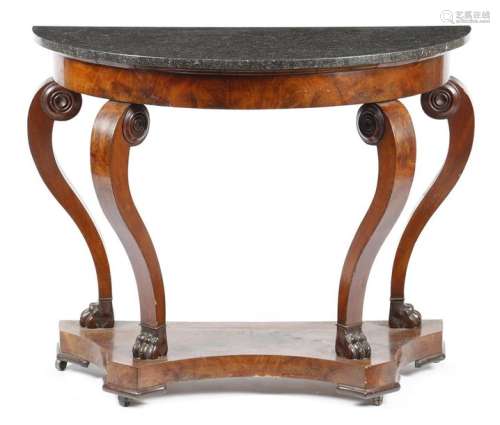 A Louis Philippe mahogany console table, the grey …