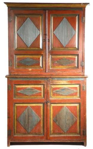 A 19th century Baltic painted pine cupboard, with …