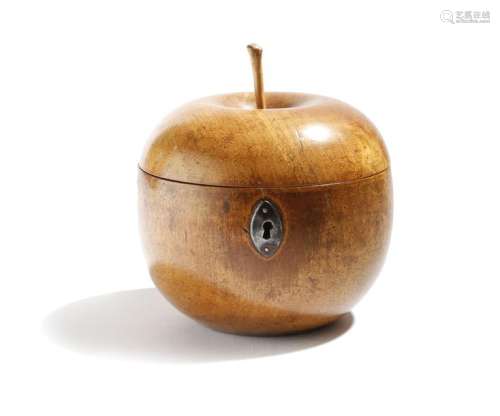 A treen fruitwood tea caddy in the form of an appl…