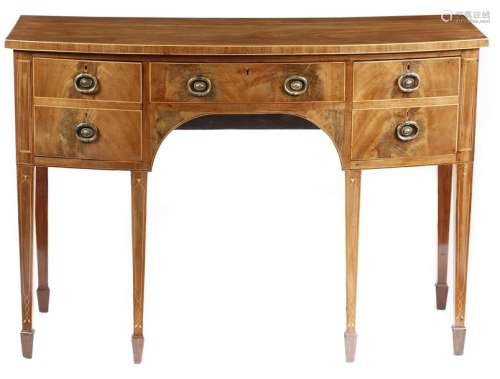 A George III faded mahogany bowfront sideboard, in…