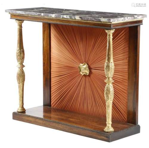 Λ A Regency rosewood console table, with nulled de…