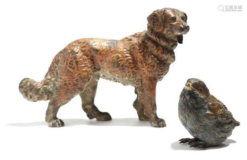 An Austrian cold painted bronze model of a dog, 16…