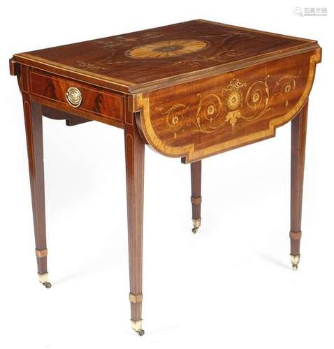 A 19th century mahogany and marquetry Pembroke tab…