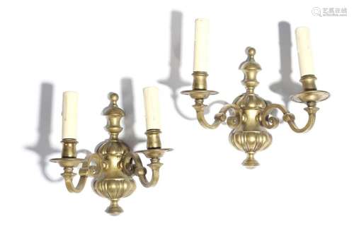 A set of six brass wall lights in George II style,…