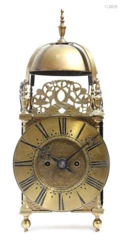 A Victorian brass lantern clock in 17th century st…