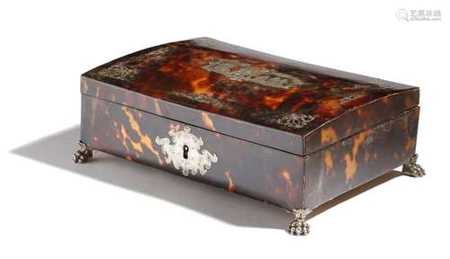 Λ An 18th century tortoiseshell and silver box, th…