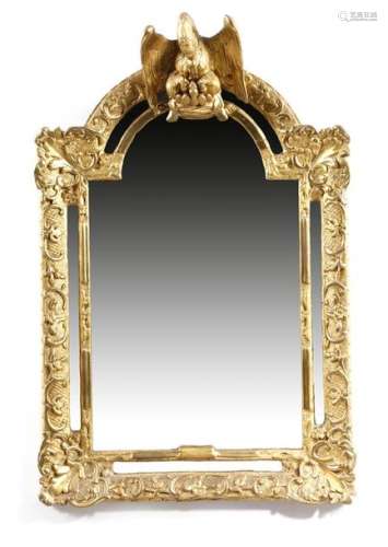An 18th century giltwood wall mirror, the later ar…