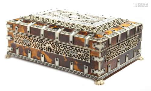Λ An Anglo Indian tortoiseshell and ivory casket, …