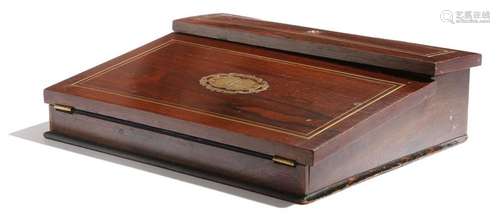 Λ A 19th century French rosewood writing slope, in…