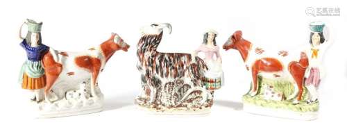 A Victorian Staffordshire pottery flat back goat j…