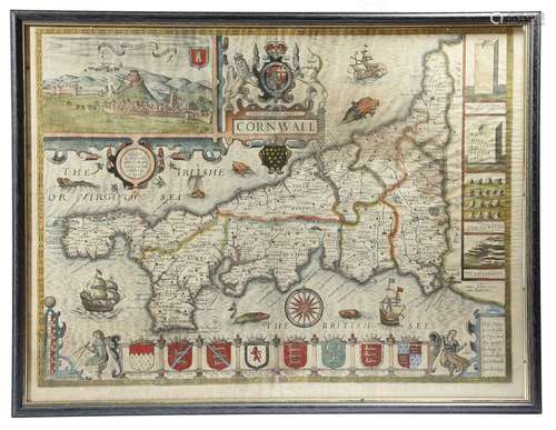 John Speed (1552 1629). 'CORNWALL', a hand coloure…