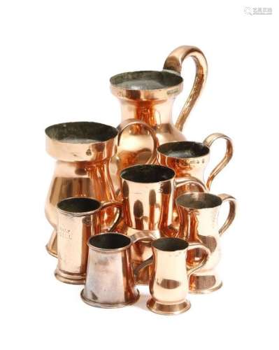 Eight copper measures, including: three baluster s…