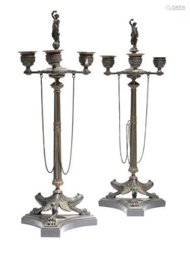 A pair of late 19th century French gilt and patina…