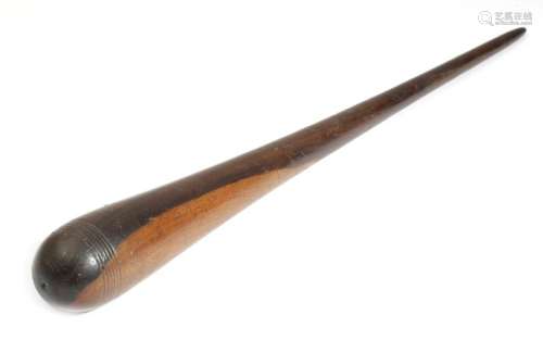 A 19th century treen lignum vitae fid, with reeded…