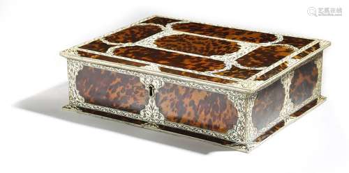 Λ An Indo Portuguese tortoiseshell and ivory box, …