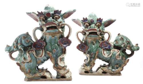 A pair of 19th century Chinese pottery models of B…