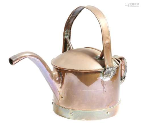 A Victorian copper and brass watering can, 43.3cm …