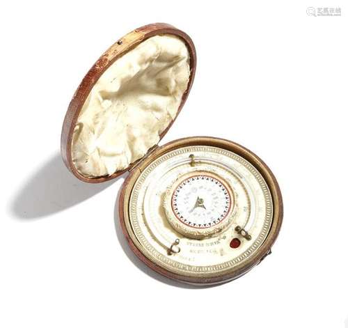 Λ An early Victorian ivory pocket sundial and ther…