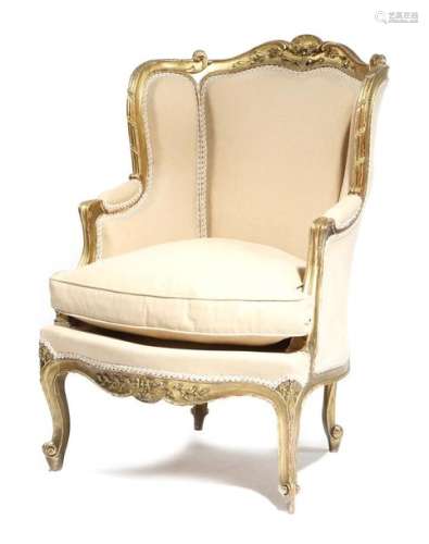 A French giltwood bergère armchair in Louis XV sty…