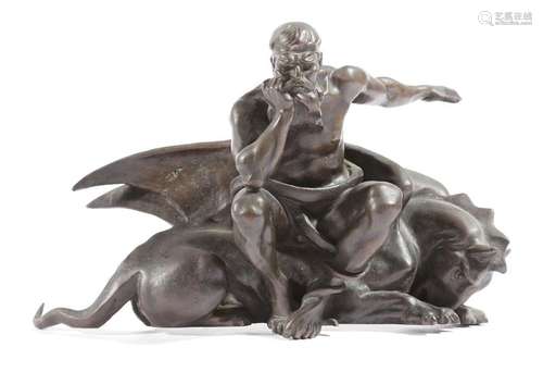 An Arts & Crafts bronze group of Pegasus and Belle…