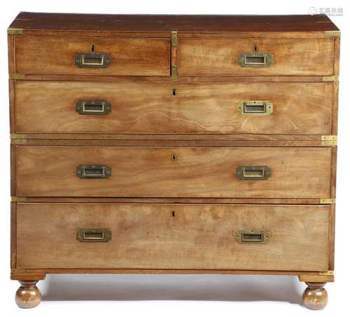 A Victorian mahogany campaign chest, in two halves…