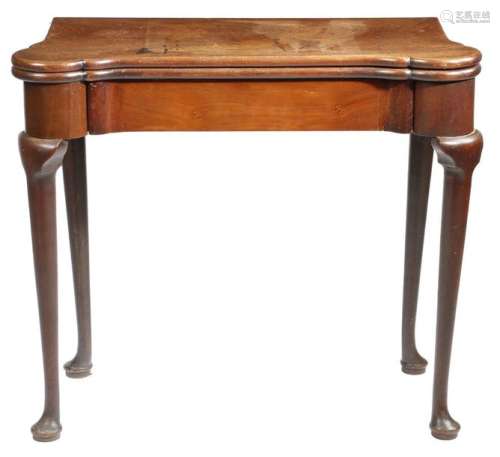 A George II and later mahogany tea table, the hing…