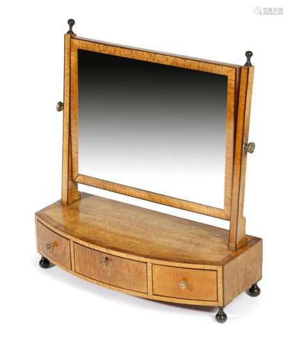 A Regency satinwood dressing table mirror, with eb…