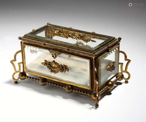 A late 19th century gilt brass jewellery casket in…