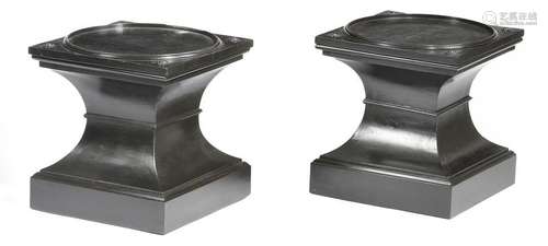 A pair of Victorian ebonised hourglass plinths or …