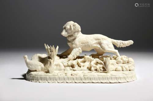 Λ A 19th century ivory animalier group after Pierr…
