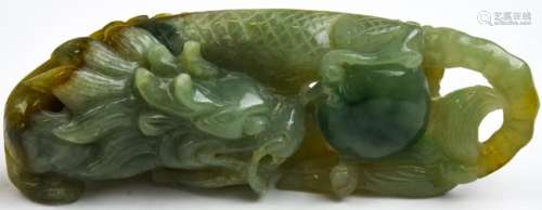 Chinese Hand Carved Jade Figural Dragon
