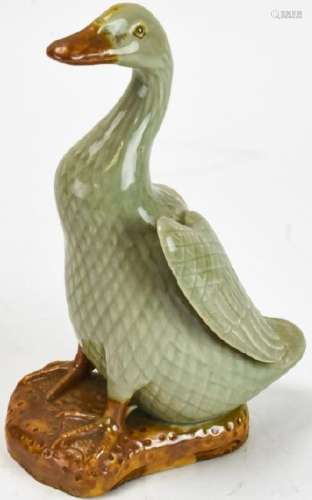 Chinese Celadon Porcelain Duck Statue