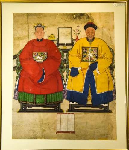 Chinese Male & Female Ancestor Painting