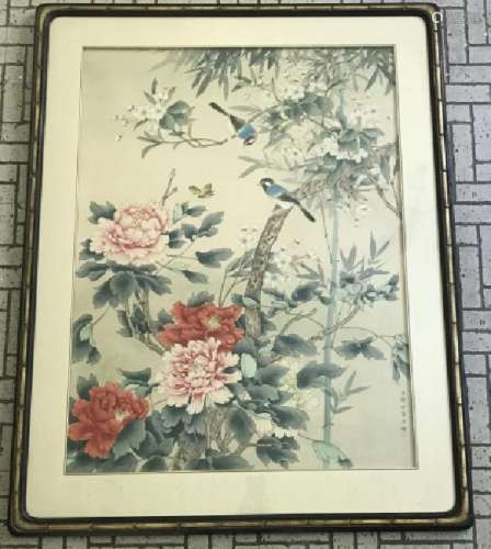 Large Hand Painted & Signed Japanese Watercolor