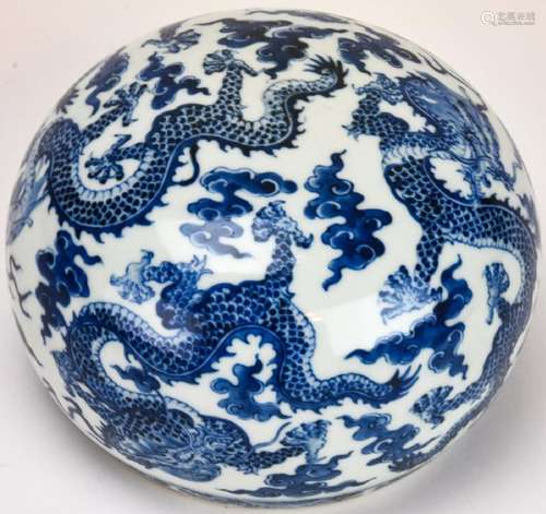 Chinese Blue & White Porcelain Dragon Arm Rest