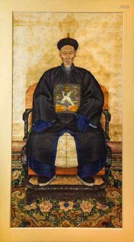 Chinese Qing Dynasty Ancestor Portrait Painting